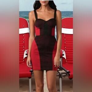Rebecca Minkoff Red and Black Mini Dress Sz. 8